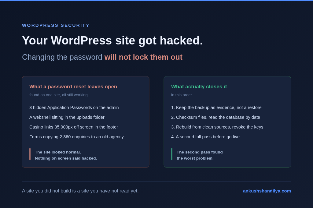 Your WordPress site got hacked. Changing the password will not lock them out.